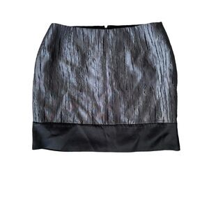 Michelle Moissac- Black and Grey Textured Silk Mini Skirt